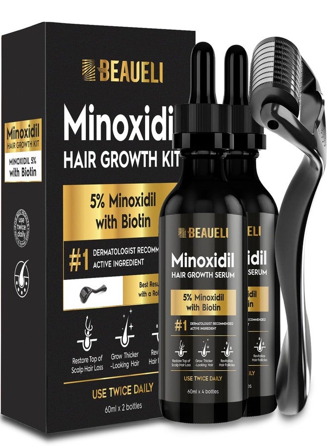 Beaueli Minoxidil Beard Growth Kit For Men and Women, Hair Loss and Hair Regrowth Treatments, Minoxidil 5%, Black 60ml 2 Bottles - Image 1